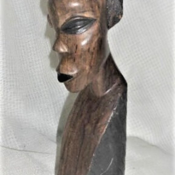 Solid Rose Wood Hand Carved Wood FACE Sculpture Wood Sculpture Vintage Wood Art - Picture 5 of 5